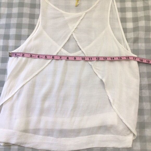 2/40$ FREE people white camisole top small camisole asymmetrical open - Picture 11 of 13